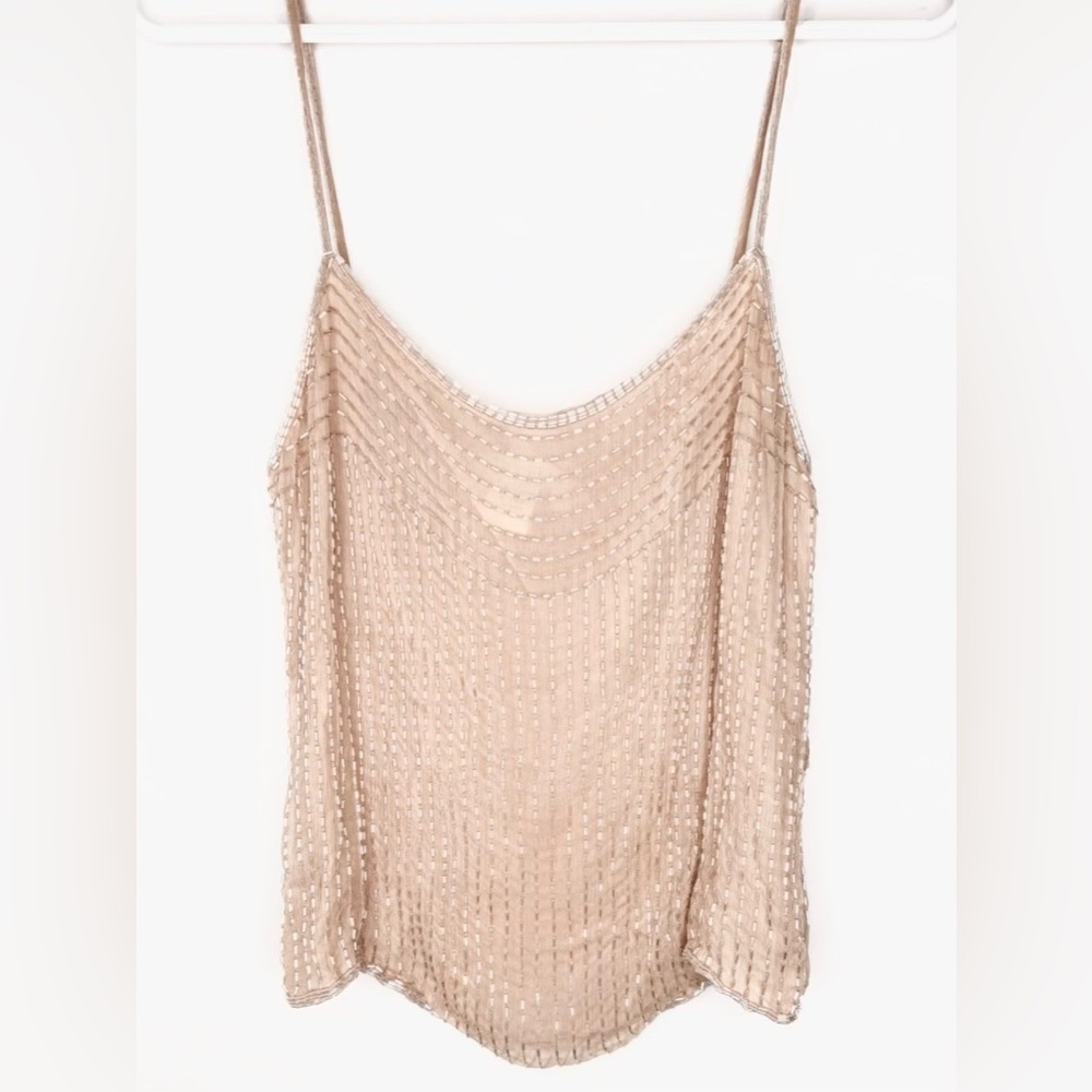Parallel Silk Beaded Cami Light Pink